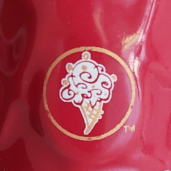 Set of 2 Cold Stone Creamery Red Ceramic Waffle Ice Cream Bowls - Picture 12 of 12